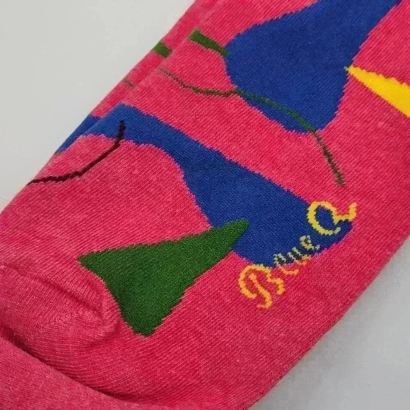BLUE Q MY FAVORITE SALAD IS WINE WOMEN'S SIZE 5 - 10 CREW SOCKS PINK BLUE YELLOW - Picture 5 of 12